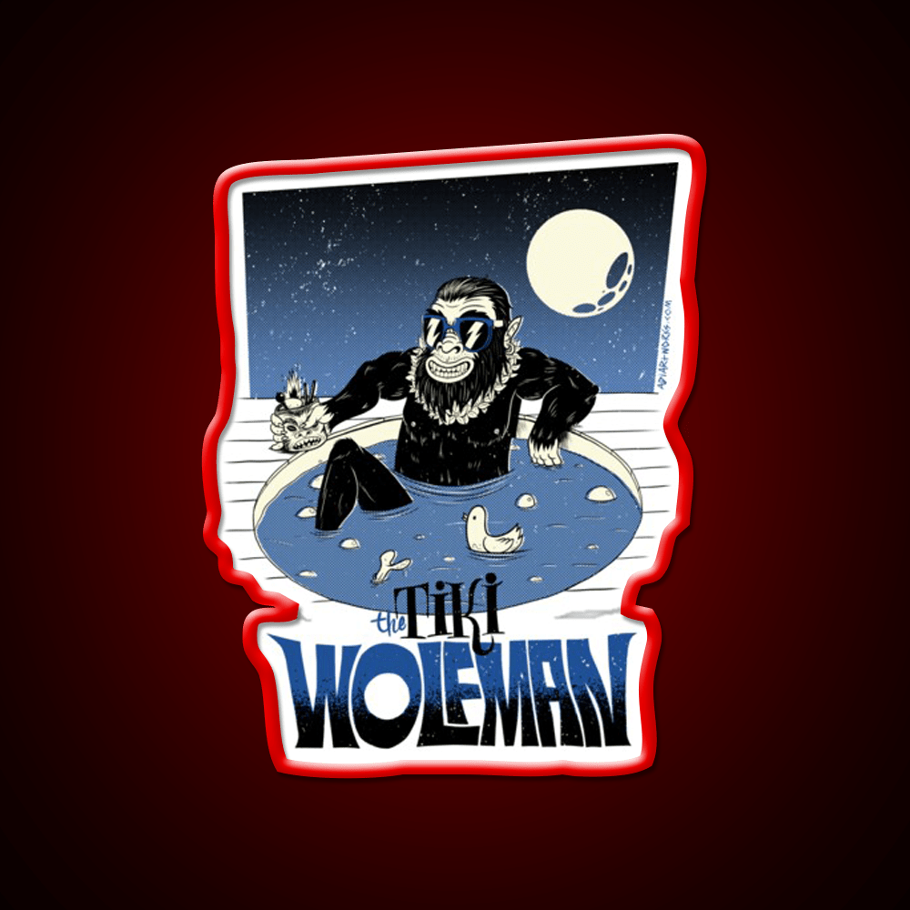 Tiki Wolfman Cocktail Bar Decor Led Neon Sign Rgb Color - Shineneon