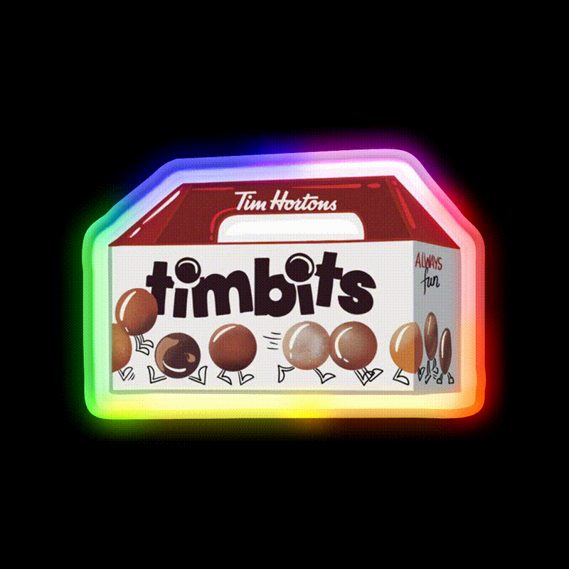 Timbits Tim Hortons Snack Food Led Neon Sign Rgb Color - LED neon sign close-up detail