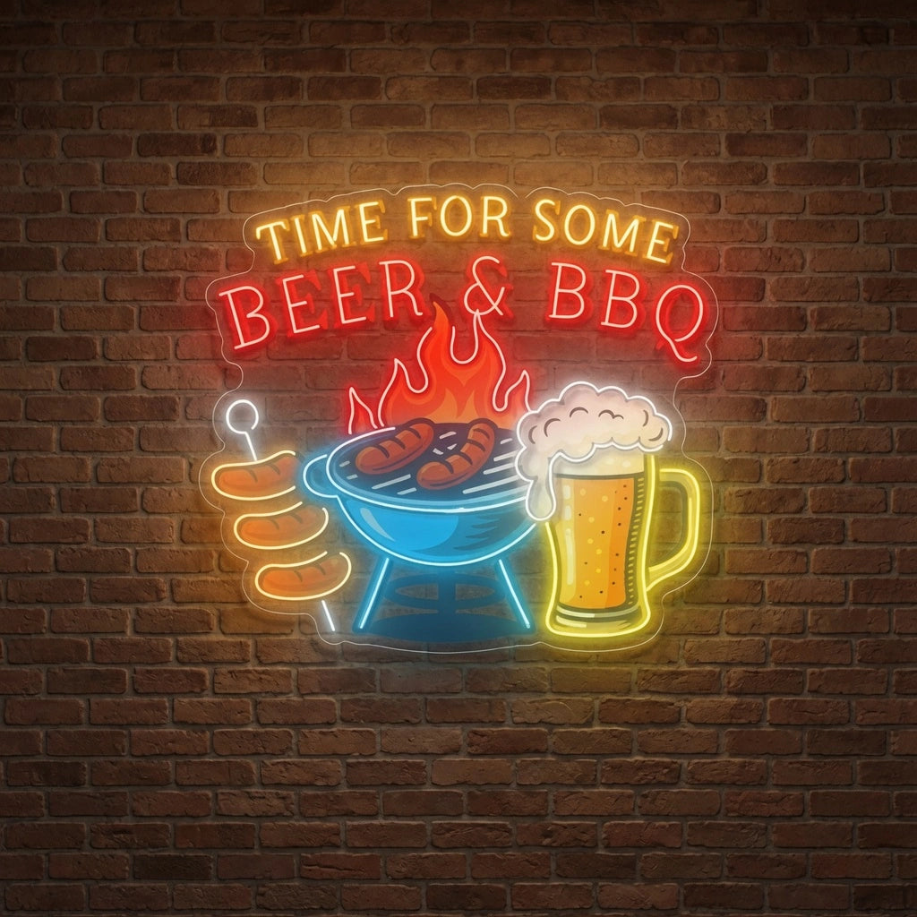 Time For Some Beer And Bbq Wall Decor LED Neon Sign - 01 Original Product Image