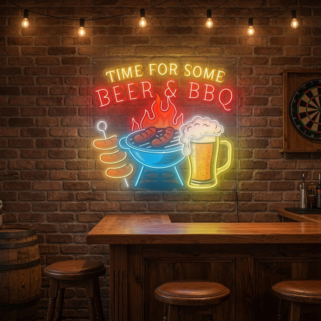 Time For Some Beer And Bbq Wall Decor LED Neon Sign - 02 High-Converting Product Image