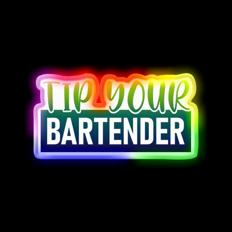 Tip Your Bartender Funny Bartender Cocktail Bar Decor Led Neon Sign Rgb Color - LED neon sign close-up detail