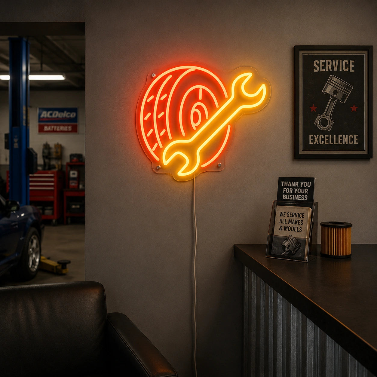 Tire Wrench Neon Sign LED Neon Sign real lifestyle scene