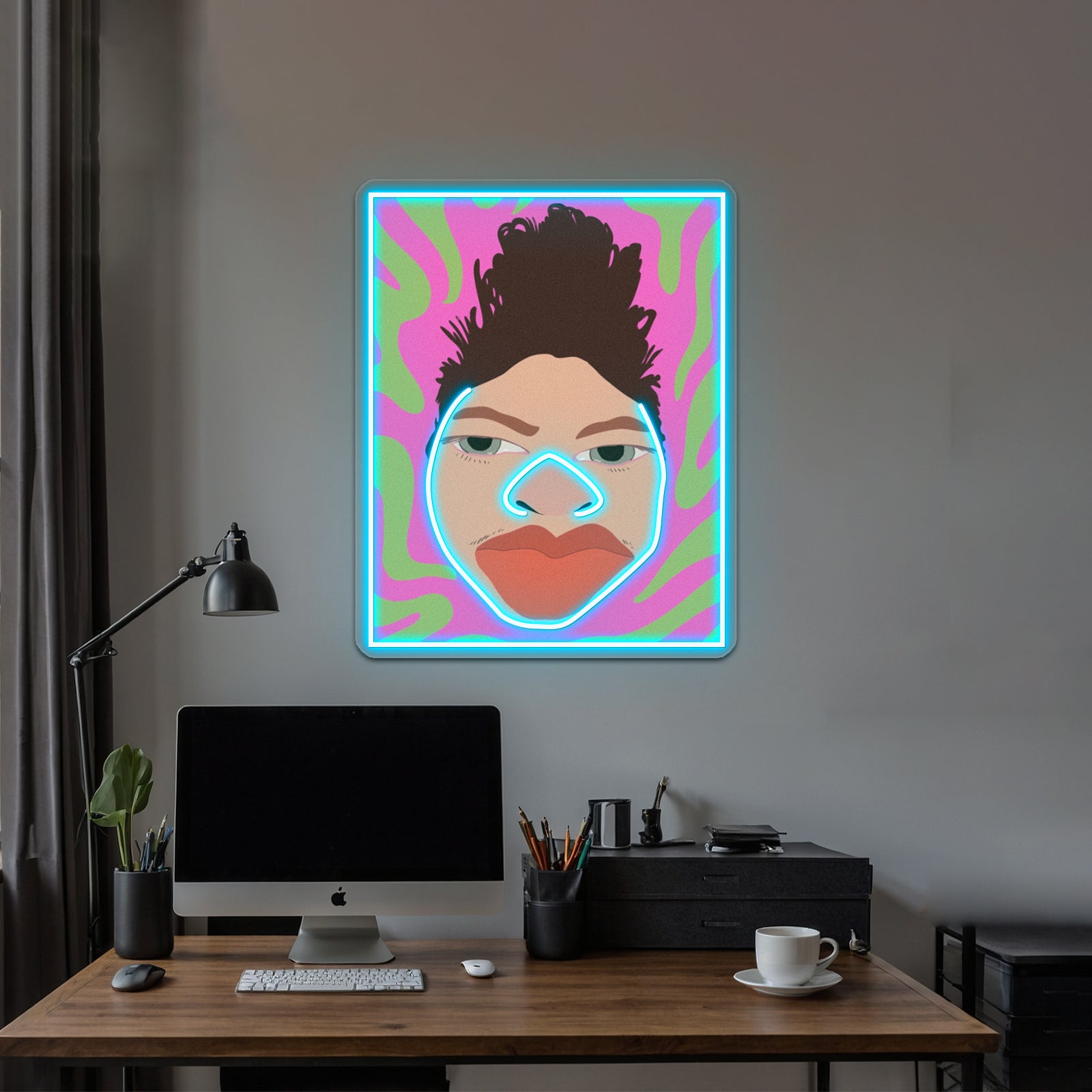 Tj Mack Fan Art With Pink And Green Background Artwork Neon Signs | Shineneon