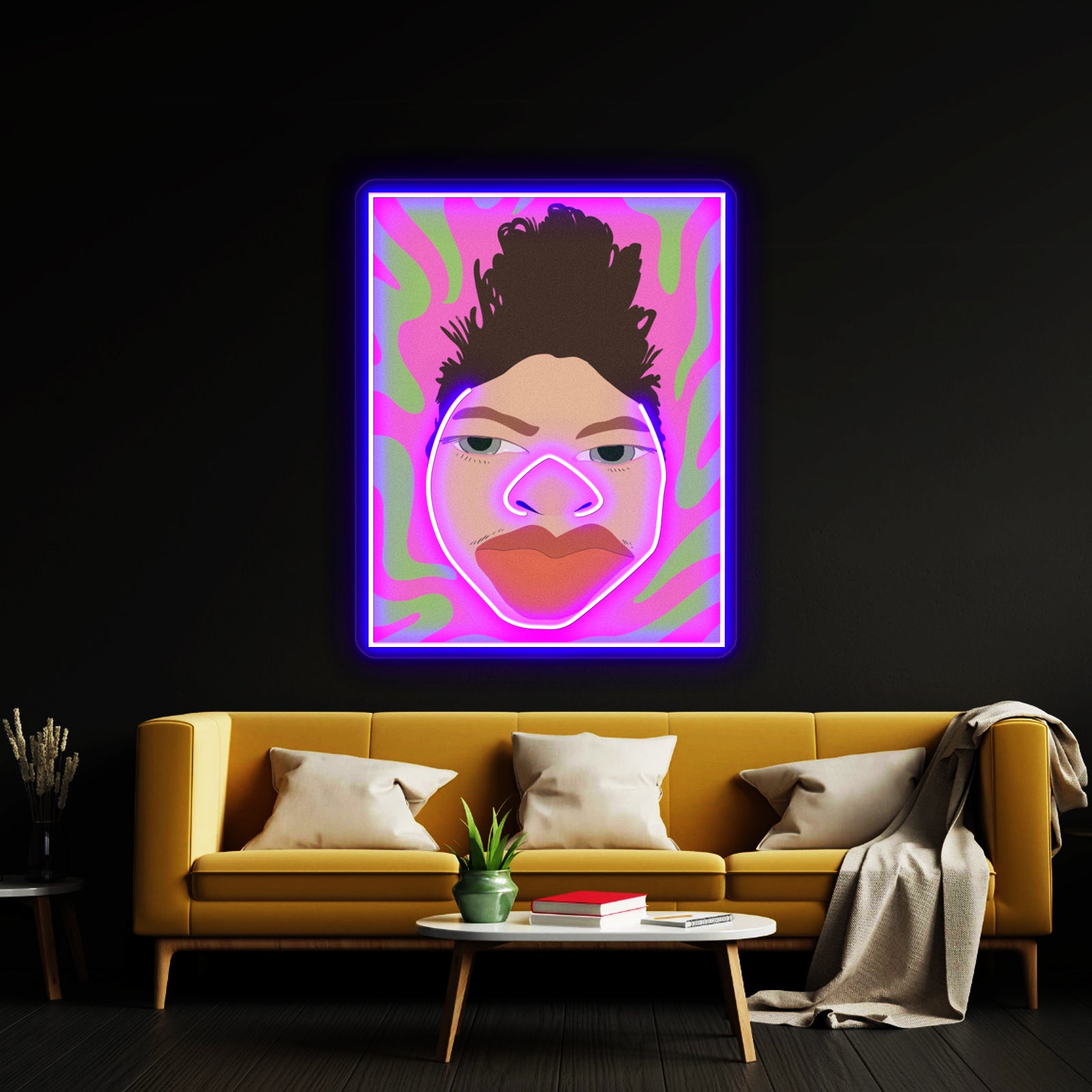 Tj Mack Fan Art With Pink And Green Background Artwork Neon Signs | Shineneon