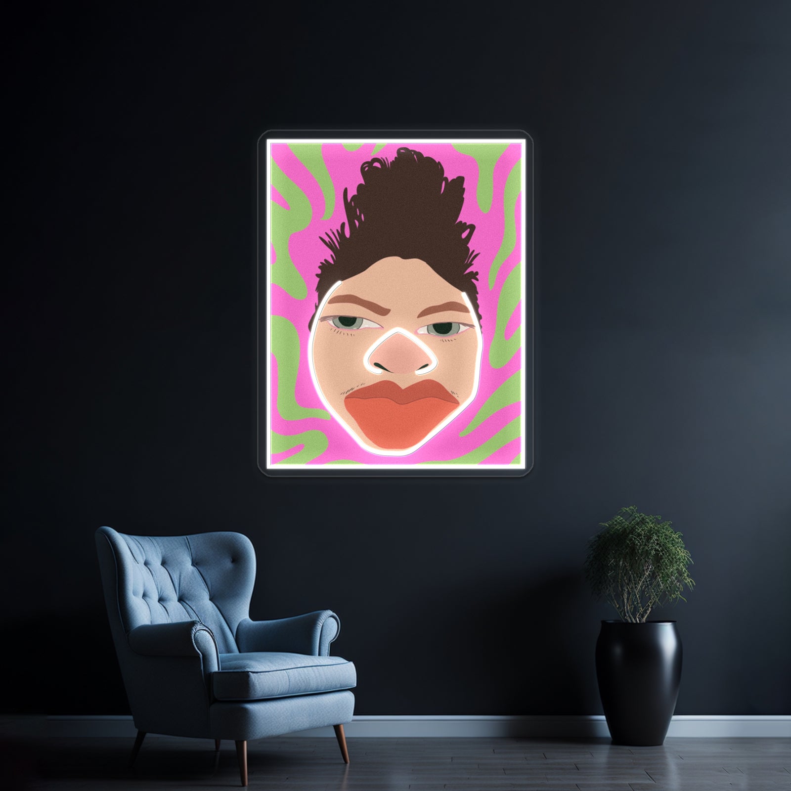 Tj Mack Fan Art With Pink And Green Background Artwork Neon Signs | Shineneon