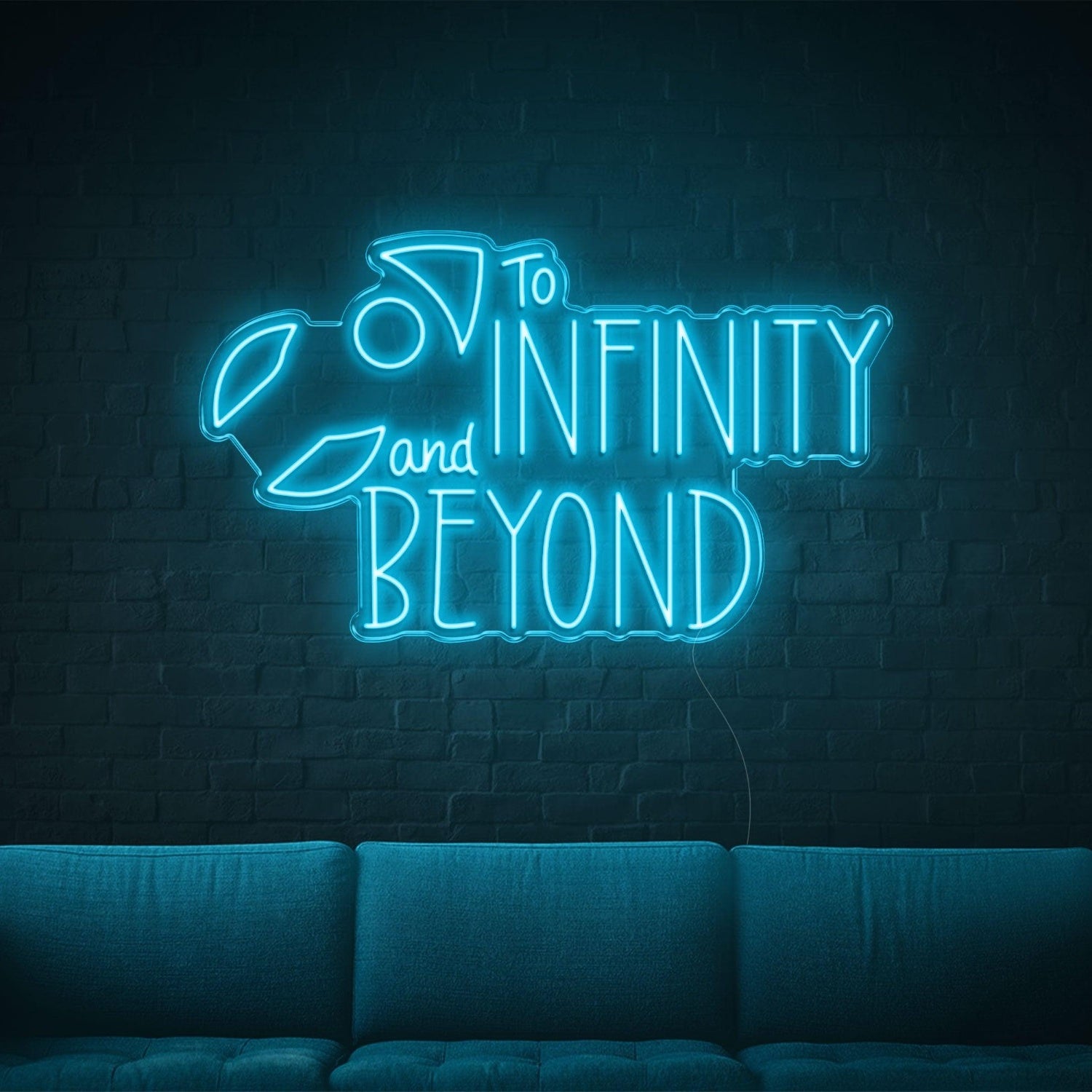To Infinity And Beyond Blue Led Neon Sign With Spaceship For Modern Indoor Decor | Shineneon