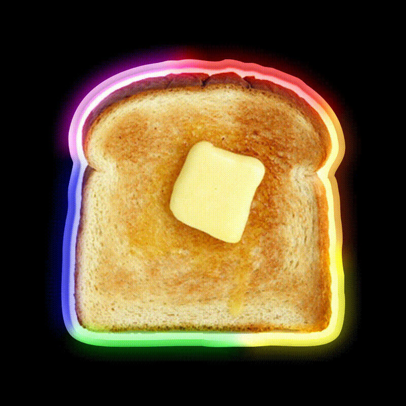 Toast Snack Food Led Neon Sign Rgb Color - LED neon sign close-up detail
