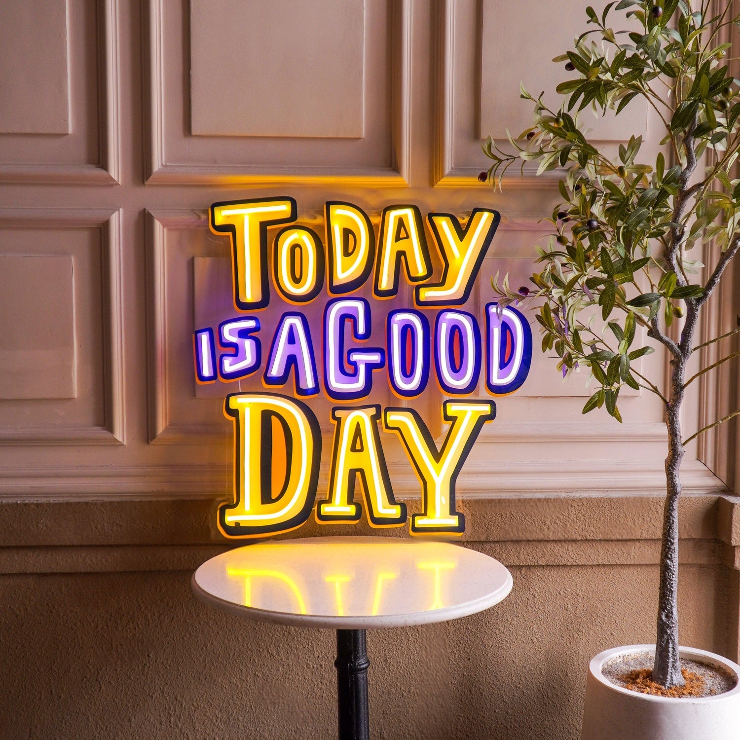 Today Is A Good Day Yellow-Purple Uv Printed Led Neon Sign For Home Decor Wall Art | Shineneon