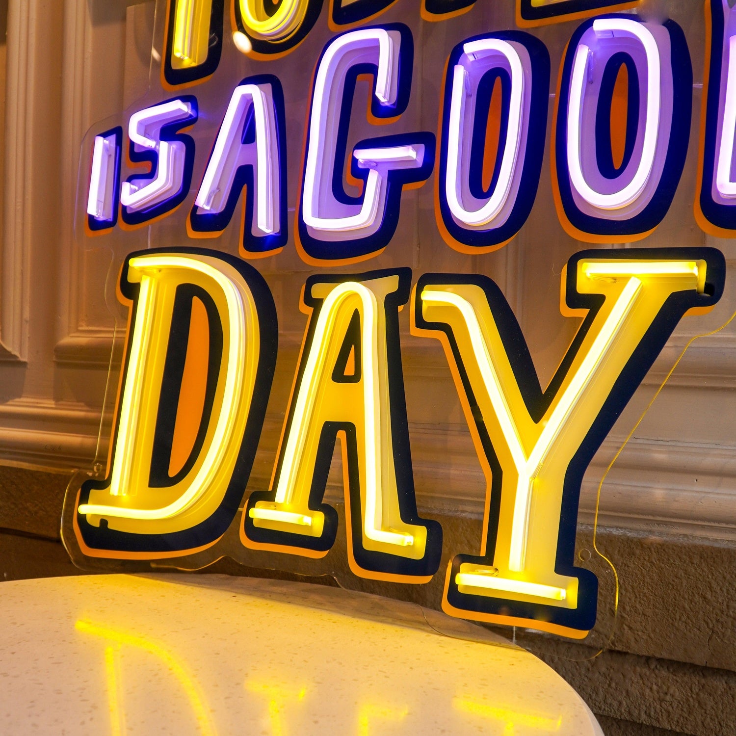 Today Is A Good Day Yellow-Purple Uv Printed Led Neon Sign For Home Decor Wall Art | Shineneon