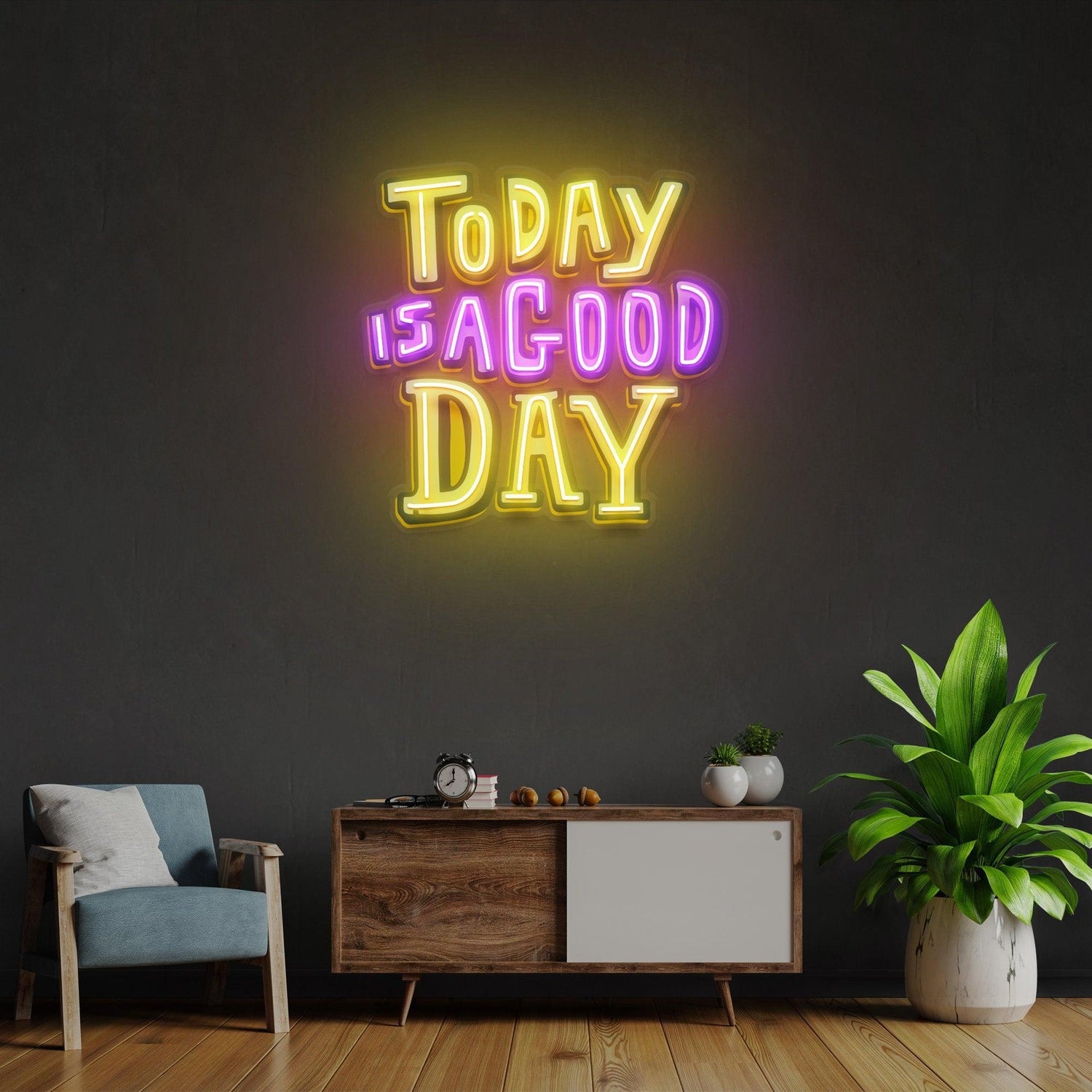 Today Is A Good Day Yellow-Purple Uv Printed Led Neon Sign For Home Decor Wall Art | Shineneon