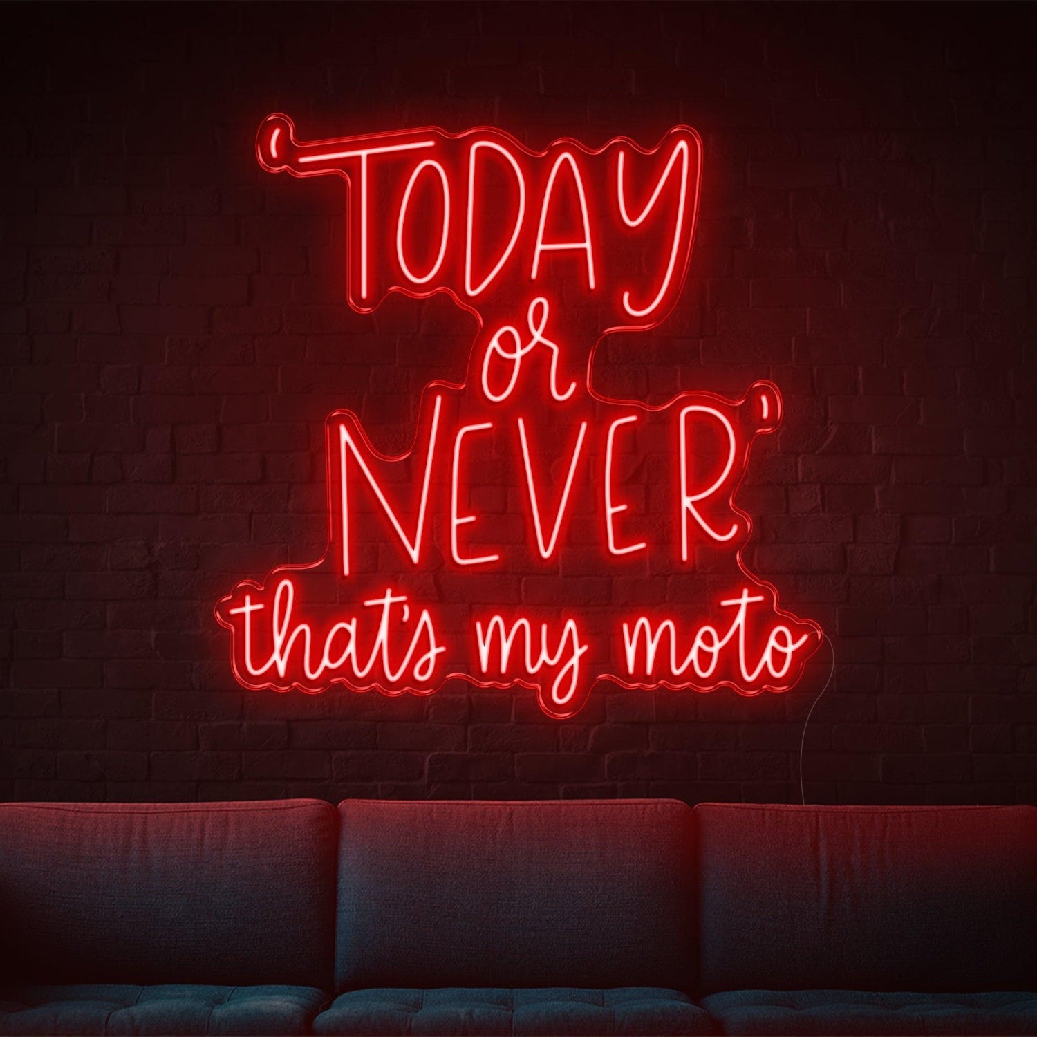 Today Or Never Thats My Moto Yellow Led Neon Sign For Living Room Studio Wall Decor | Shineneon