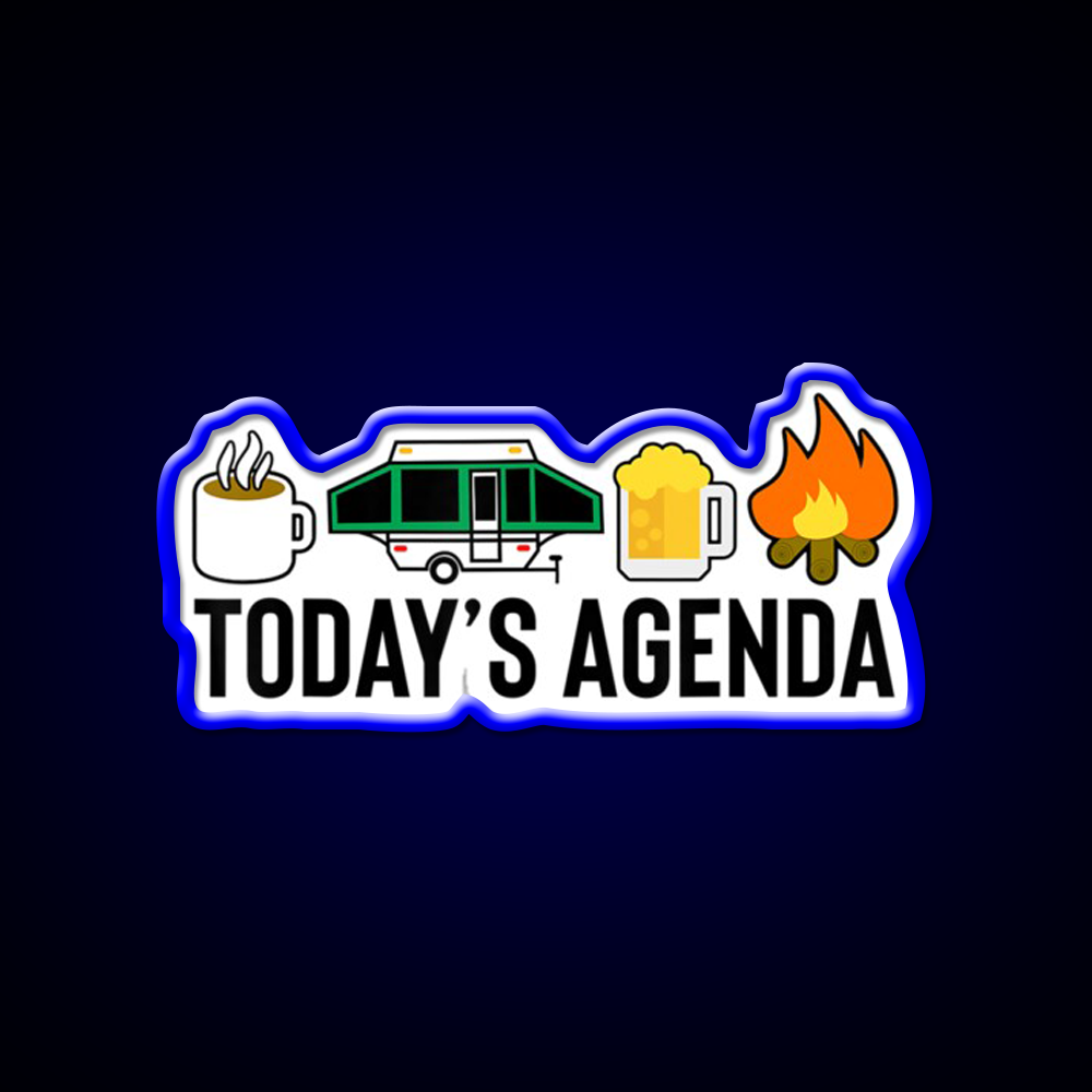 Todays Agenda Camping Beer Campfire Beer Bar Decor Led Neon Sign Rgb Color - LED neon sign view 5