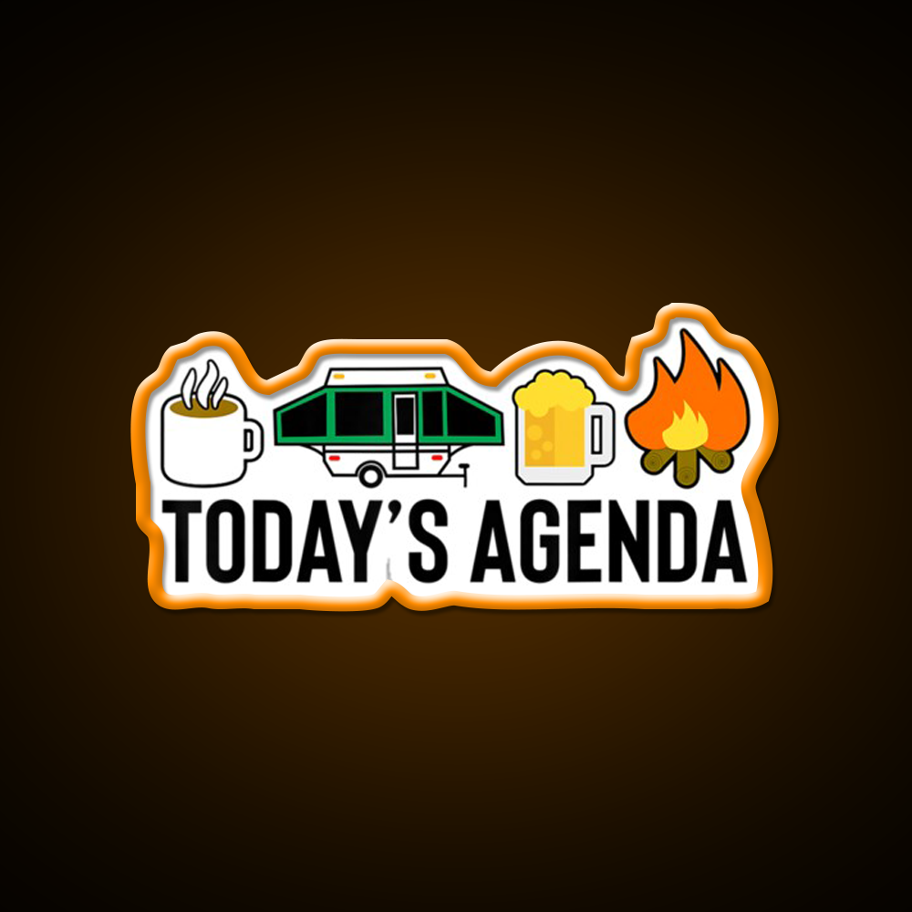 Todays Agenda Camping Beer Campfire Beer Bar Decor Led Neon Sign Rgb Color - LED neon sign view 6