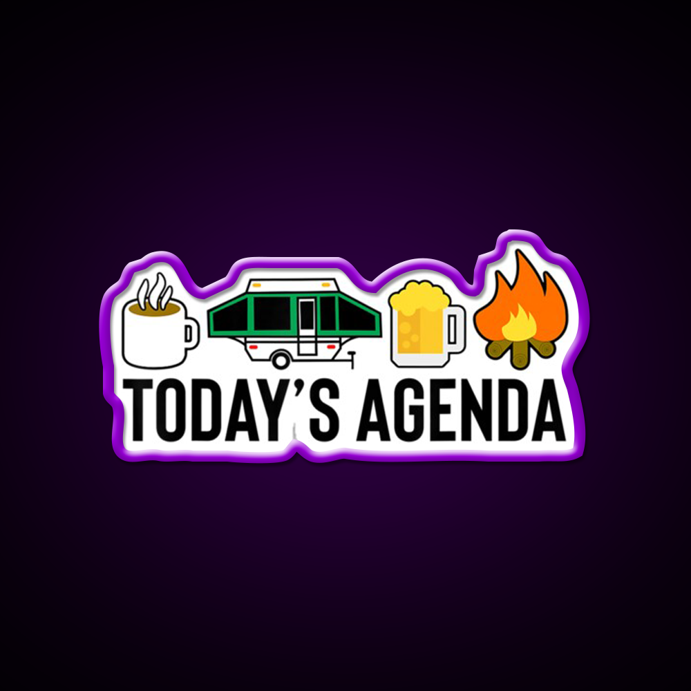 Todays Agenda Camping Beer Campfire Beer Bar Decor Led Neon Sign Rgb Color - LED neon sign view 9