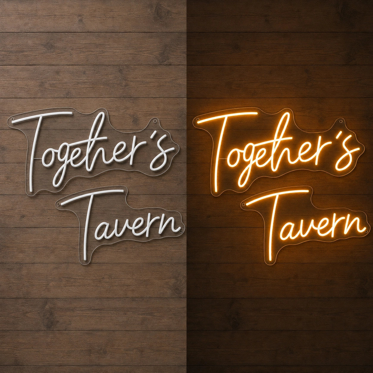 Together S Tavern LED Neon Sign day and night comparison