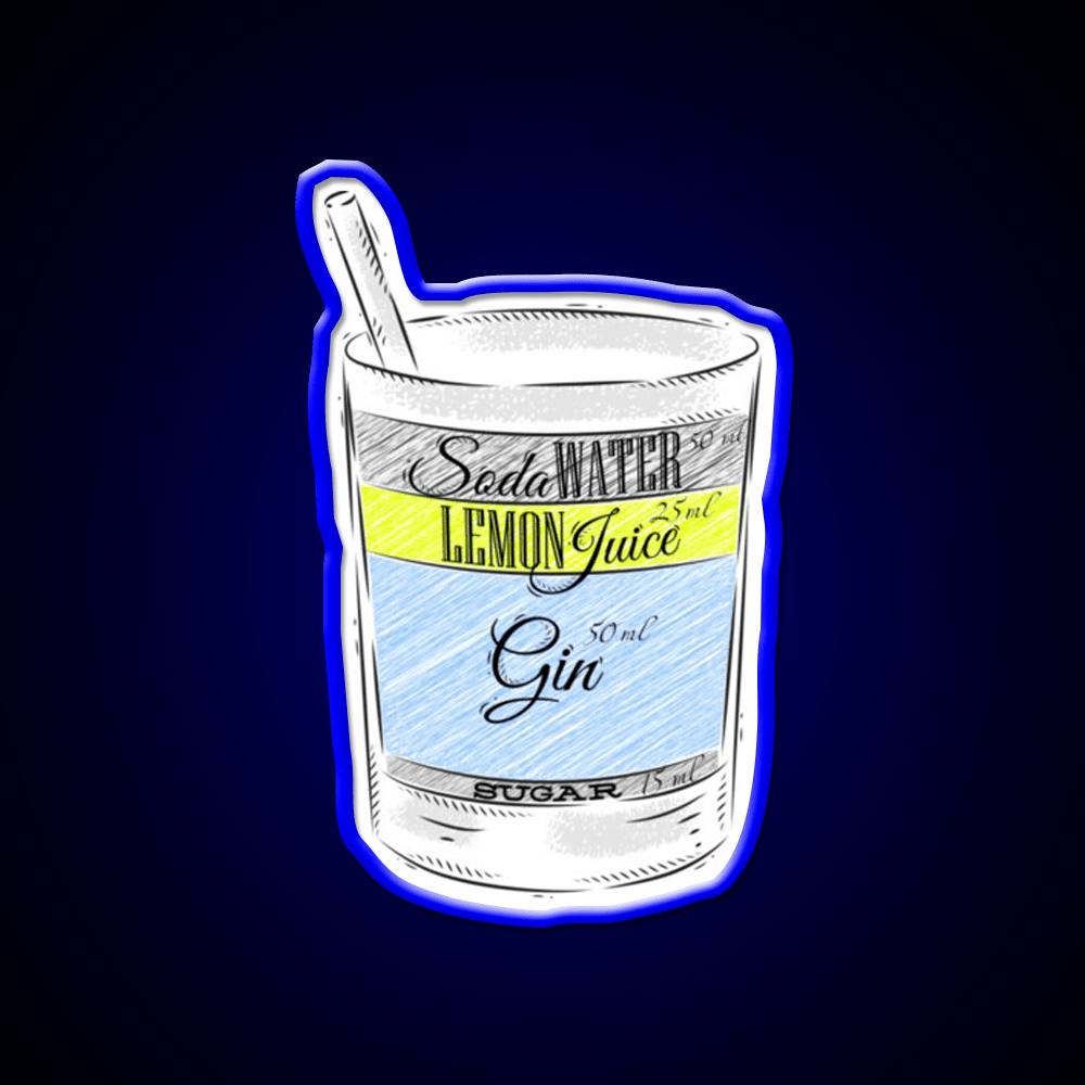 Tom Collins Ingredients Cocktail Glass Cocktail Bar Decor Led Neon Sign Rgb Color - Shineneon