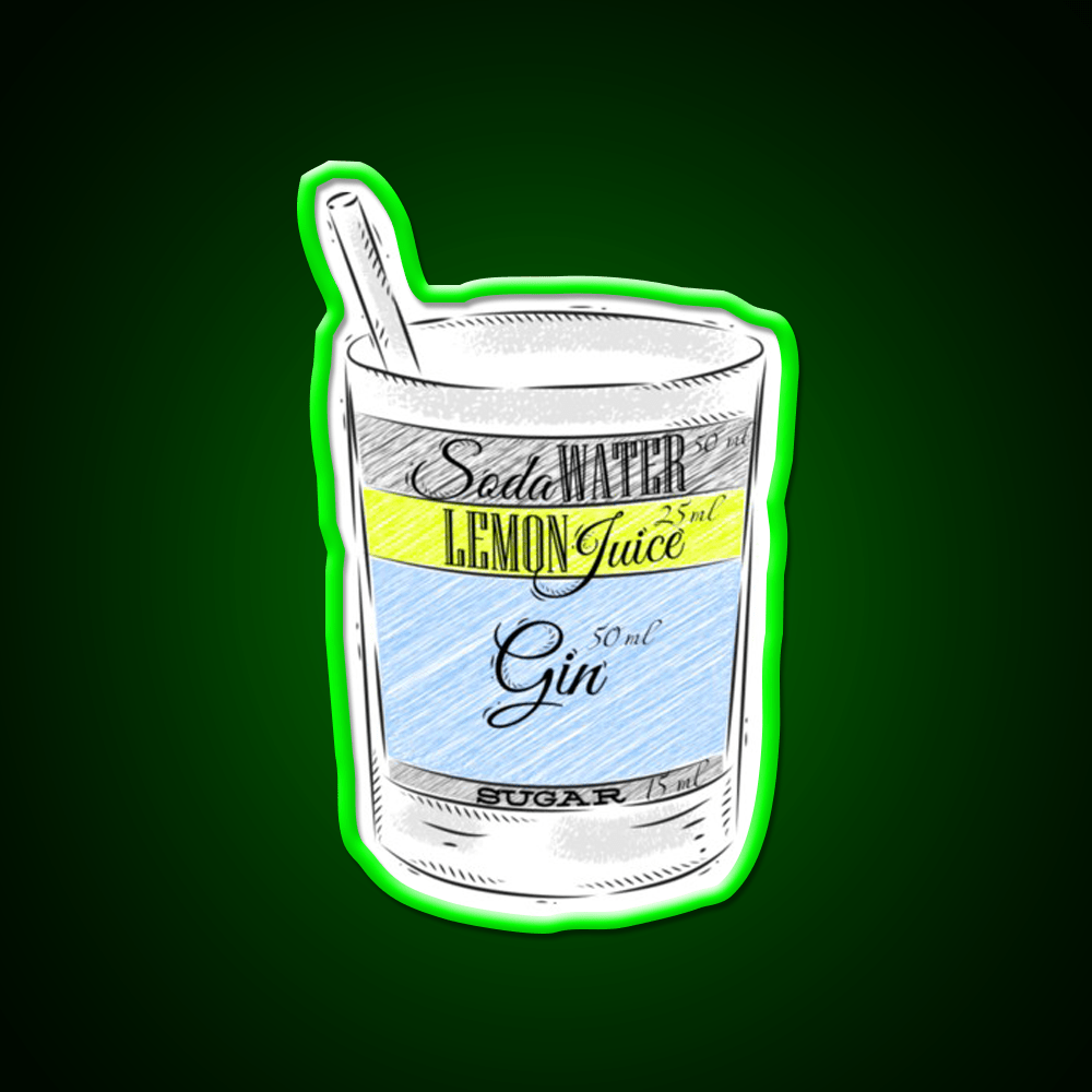 Tom Collins Ingredients Cocktail Glass Cocktail Bar Decor Led Neon Sign Rgb Color - Shineneon