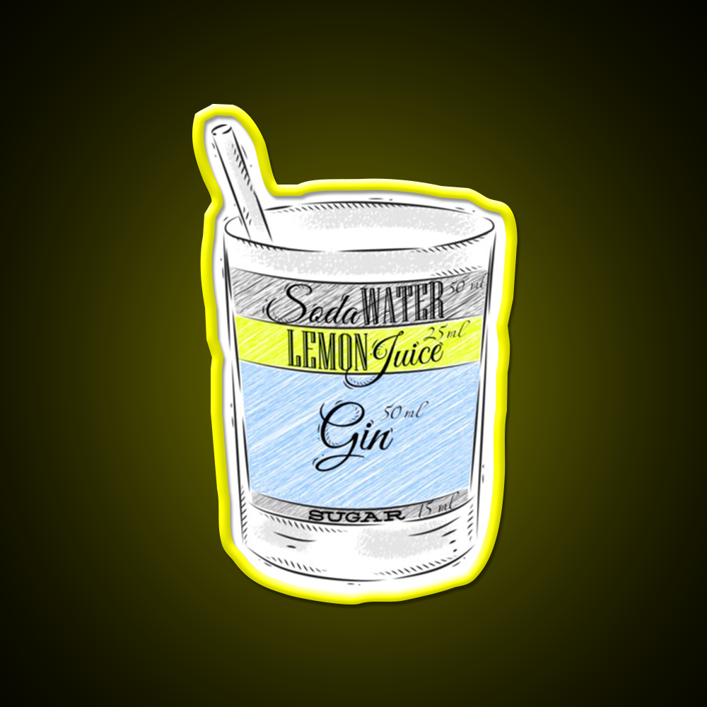 Tom Collins Ingredients Cocktail Glass Cocktail Bar Decor Led Neon Sign Rgb Color - LED neon sign view 7