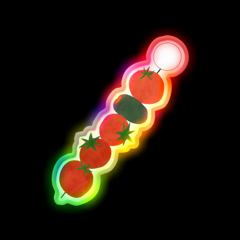 Tomato Olive Skewer Snack Food Led Neon Sign Rgb Color - LED neon sign close-up detail