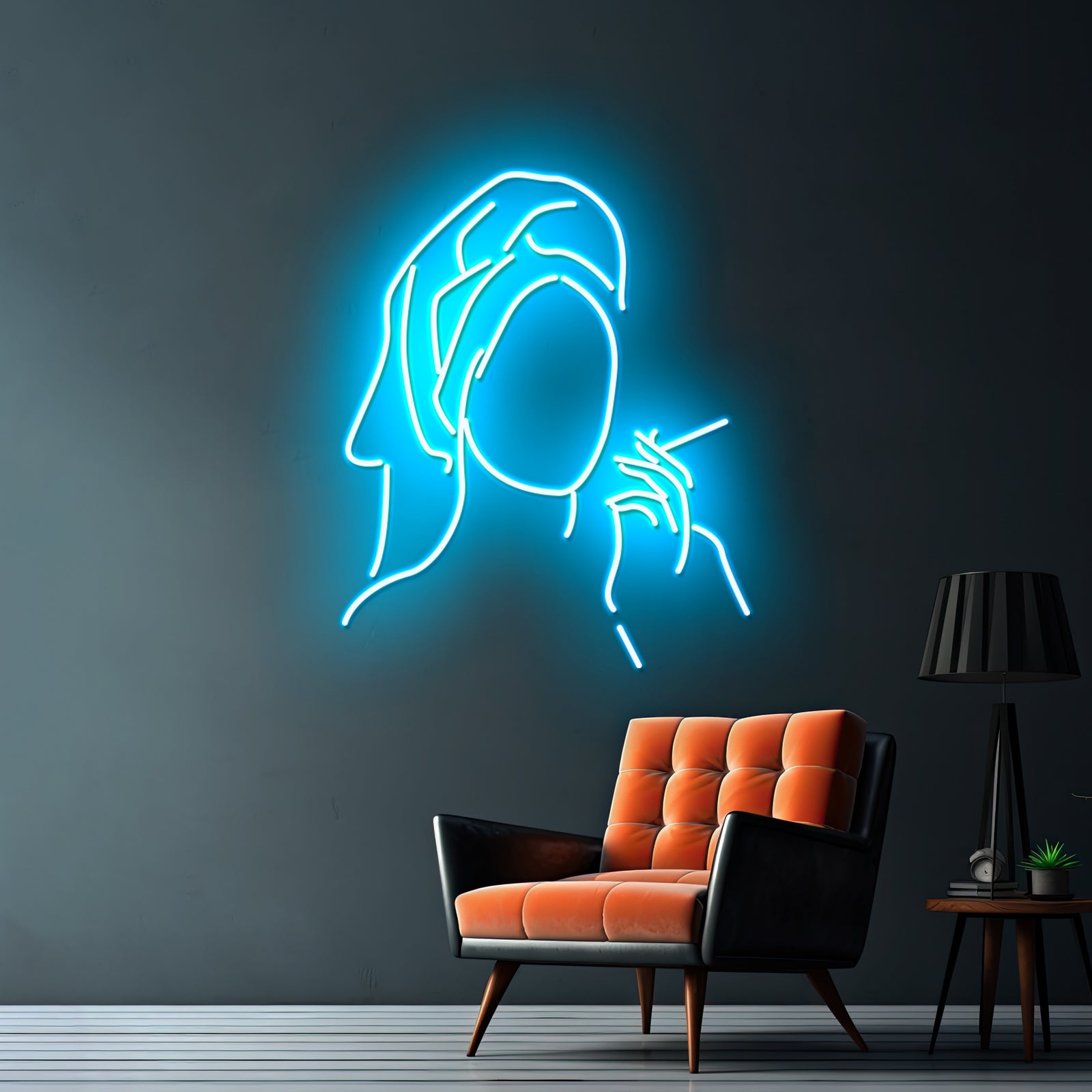 Towel Cigaretteweed Smoke Line Art Drawing Modern Minimalist Wall Artwork Neon Signs | Shineneon