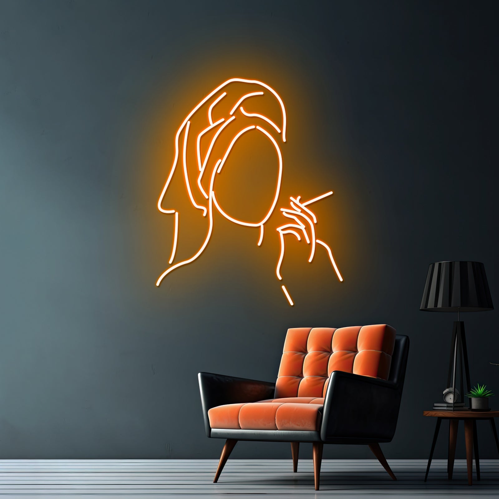 Towel Cigaretteweed Smoke Line Art Drawing Modern Minimalist Wall Artwork Neon Signs | Shineneon