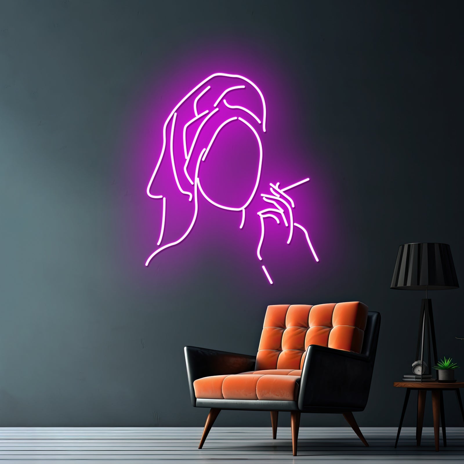 Towel Cigaretteweed Smoke Line Art Drawing Modern Minimalist Wall Artwork Neon Signs | Shineneon