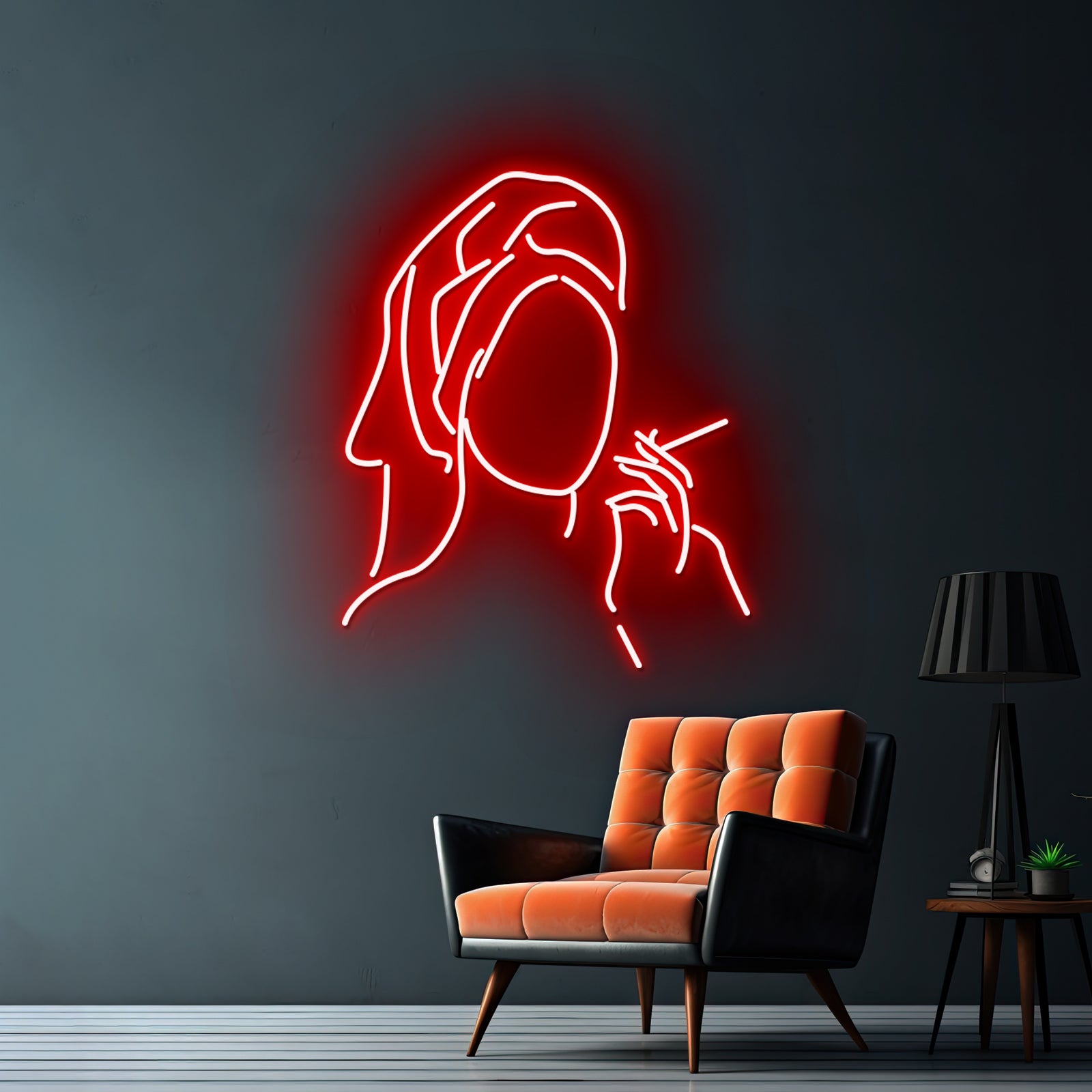 Towel Cigaretteweed Smoke Line Art Drawing Modern Minimalist Wall Artwork Neon Signs | Shineneon