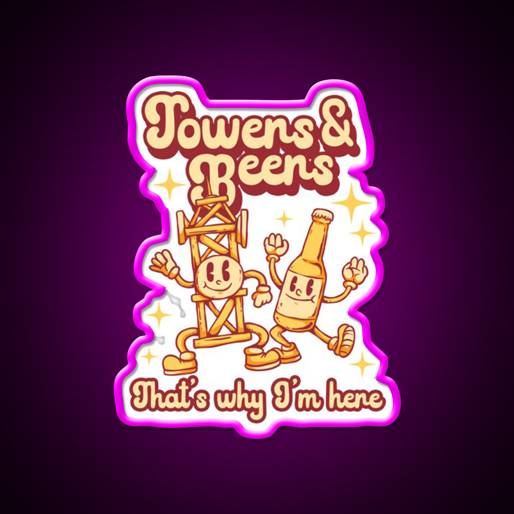 Tower Climber Beers Thats Why Im Here Beer Bar Decor Led Neon Sign Rgb Color - Neon sign mounted on wall in room