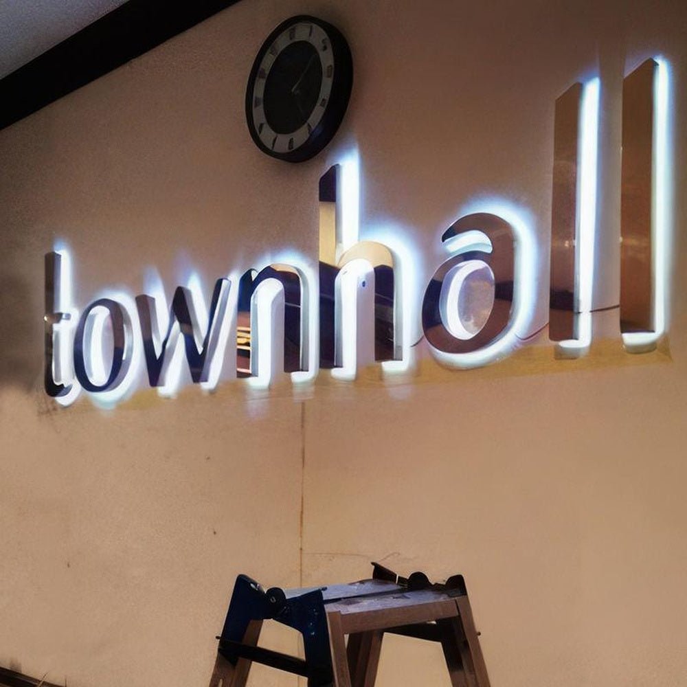 Townhall 3D Backlit Letters Business Metal Led Sign - Shineneon