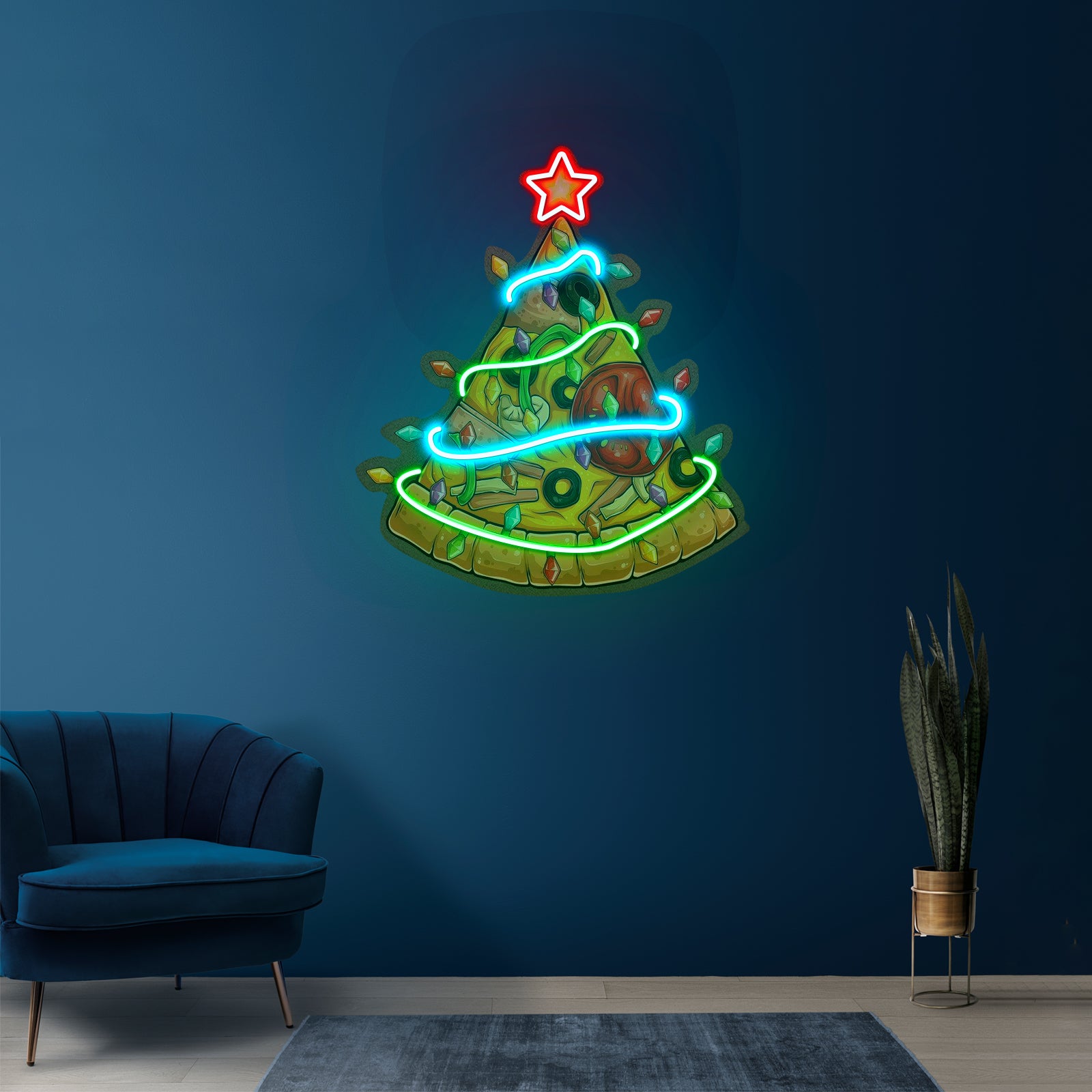 Traditional Christmas Tree Led Neon Acrylic Artwork For Sale