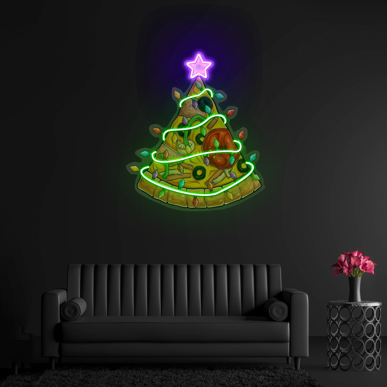 Traditional Christmas Tree Led Neon Acrylic Artwork For Sale