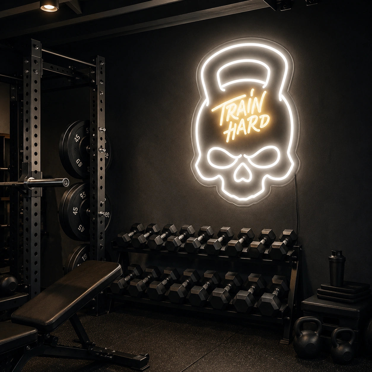 Train Hard Gym Neon Sign LED Neon Sign real lifestyle scene