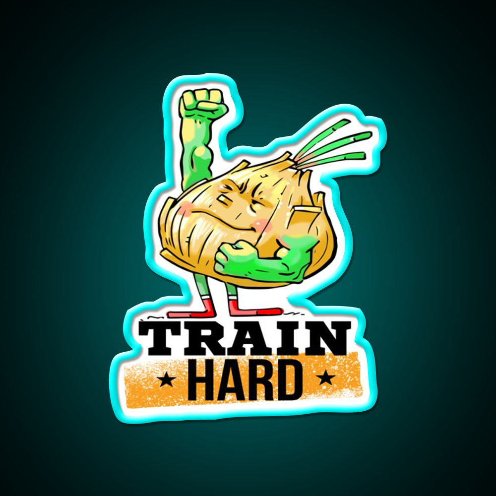 Train Hard Strong Onion Power Gym Fitness Led Neon Sign Rgb Color