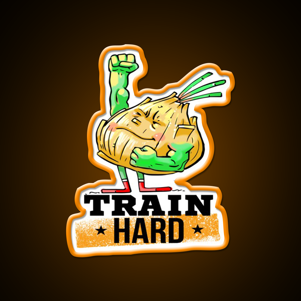 Train Hard Strong Onion Power Gym Fitness Led Neon Sign Rgb Color