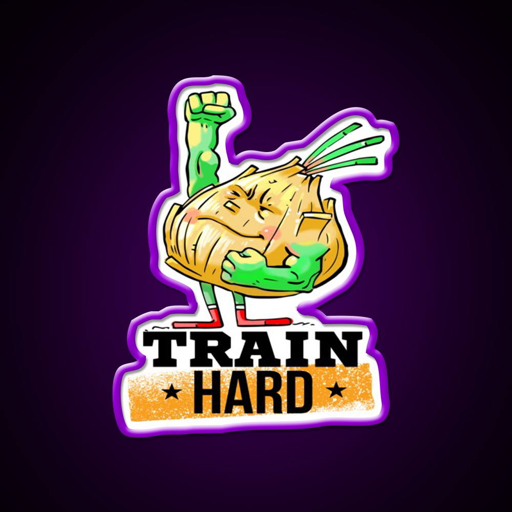 Train Hard Strong Onion Power Gym Fitness Led Neon Sign Rgb Color