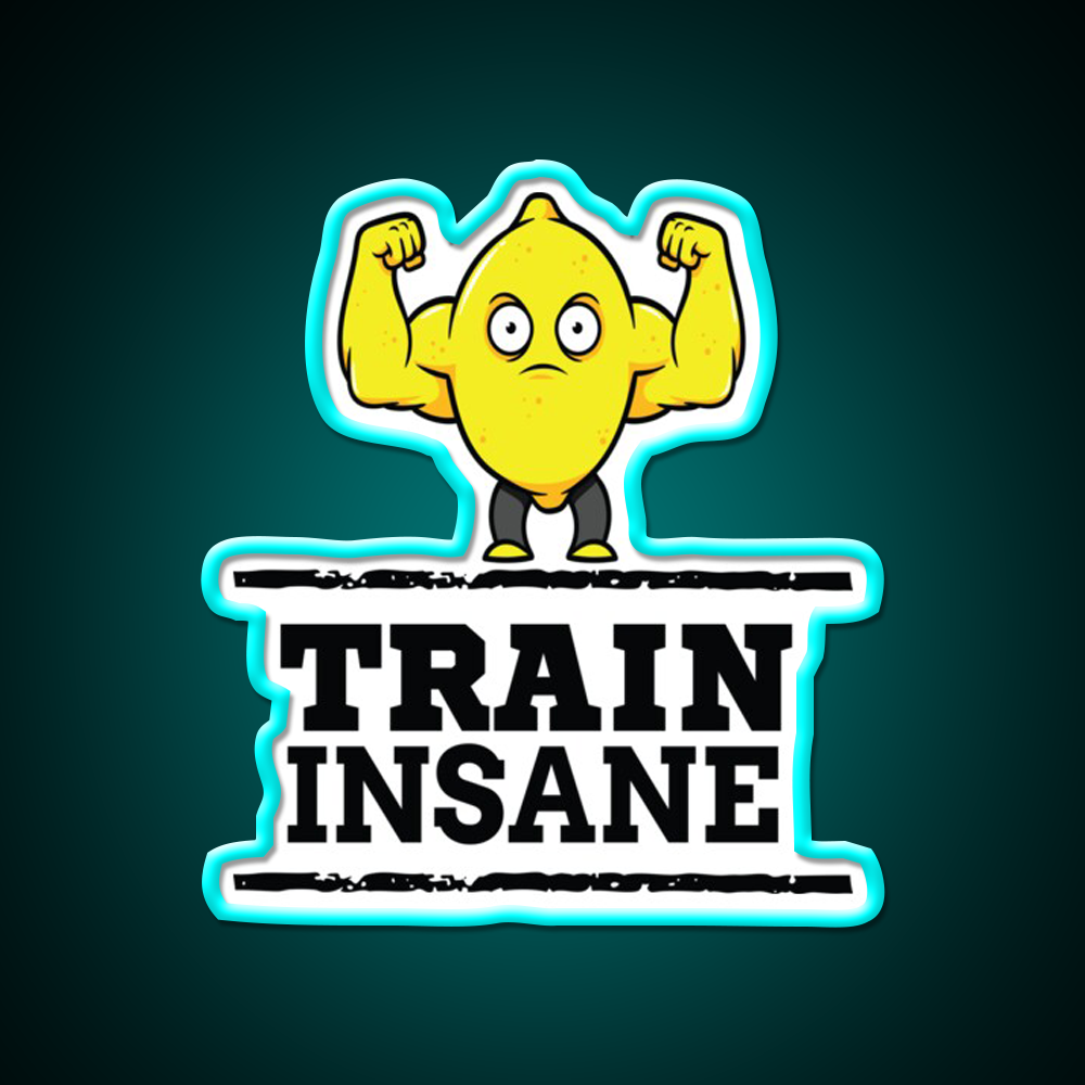 Train Insane Jacked Lemon Workout Bodybuilding Gym Fitness Led Neon Sign Rgb Color