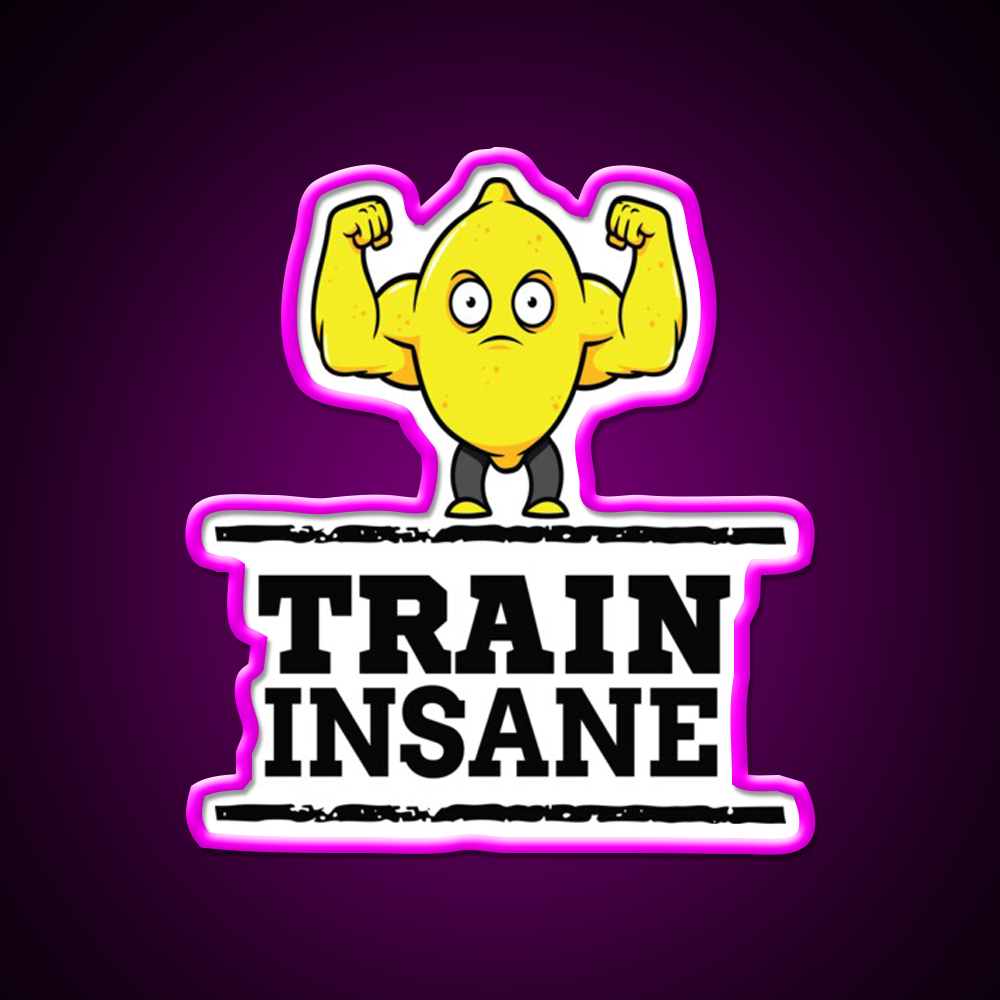 Train Insane Jacked Lemon Workout Bodybuilding Gym Fitness Led Neon Sign Rgb Color