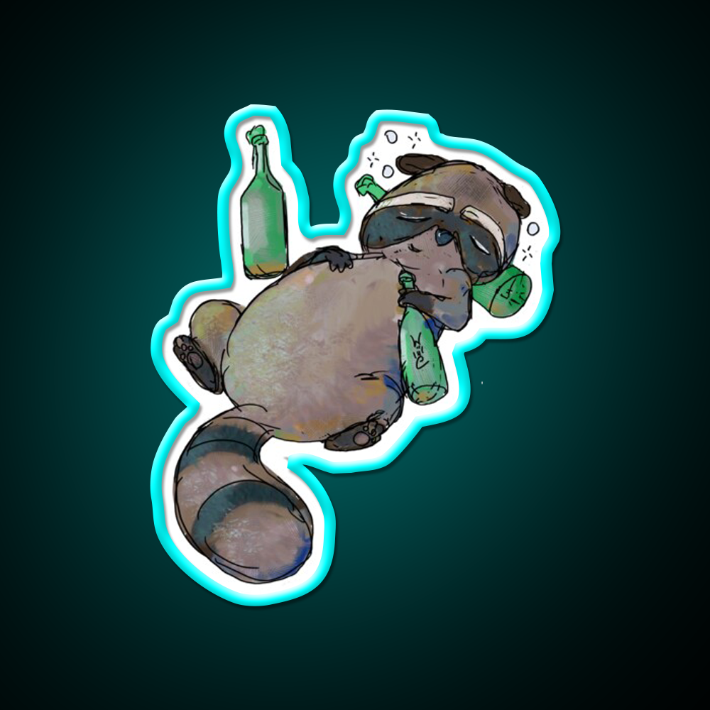 Trashed Trash Panda Whiskey Drink Bar Led Neon Sign Rgb Color