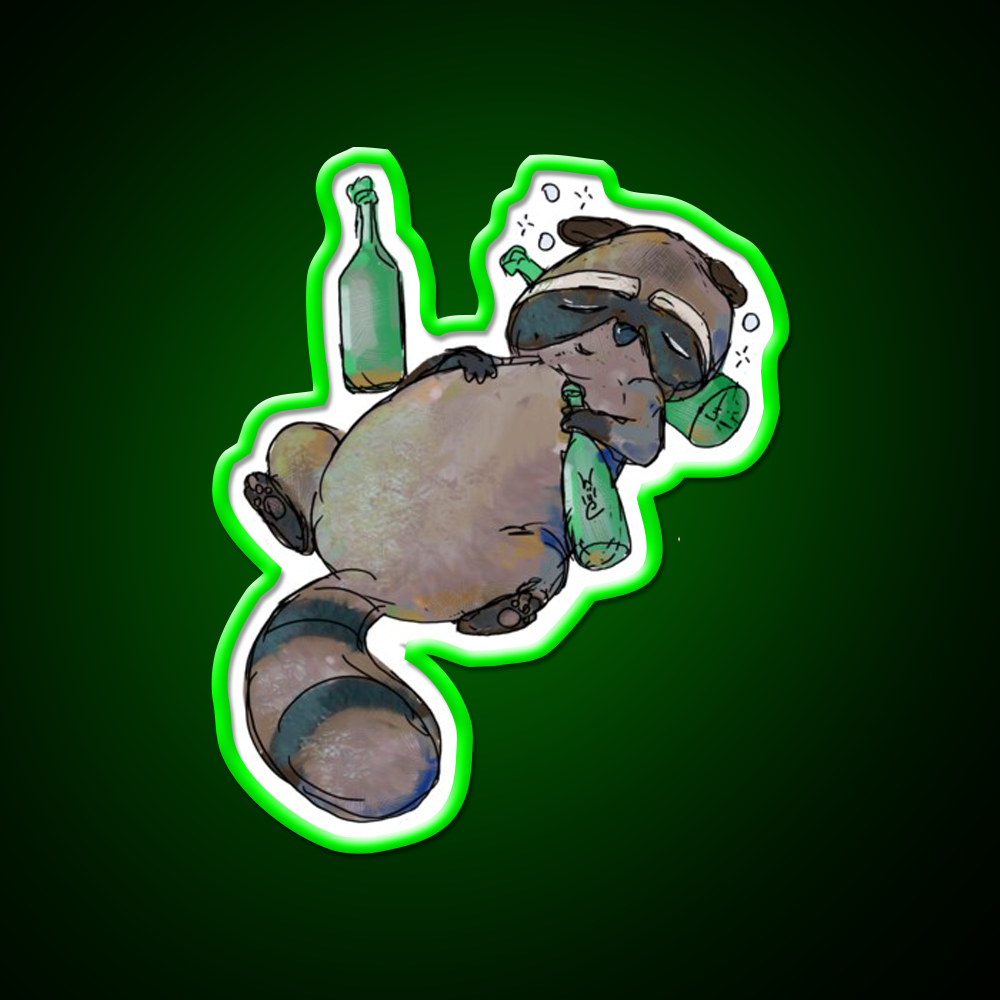 Trashed Trash Panda Whiskey Drink Bar Led Neon Sign Rgb Color