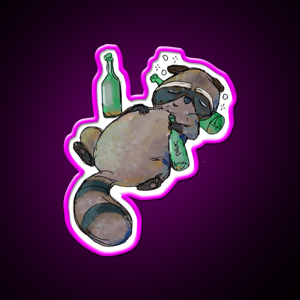 Trashed Trash Panda Whiskey Drink Bar Led Neon Sign Rgb Color