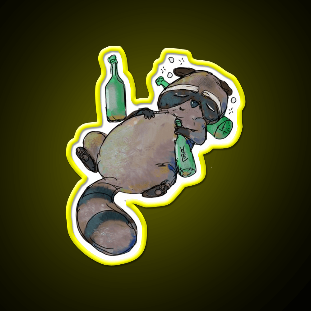 Trashed Trash Panda Whiskey Drink Bar Led Neon Sign Rgb Color - Shineneon