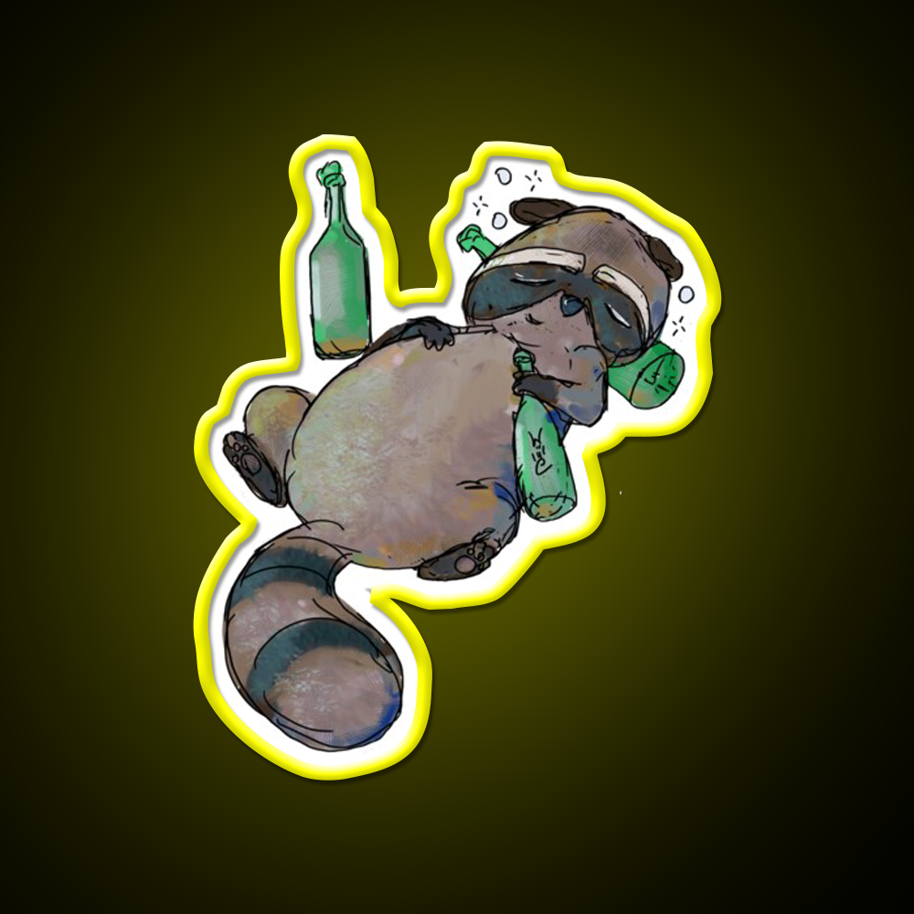 Trashed Trash Panda Whiskey Drink Bar Led Neon Sign Rgb Color