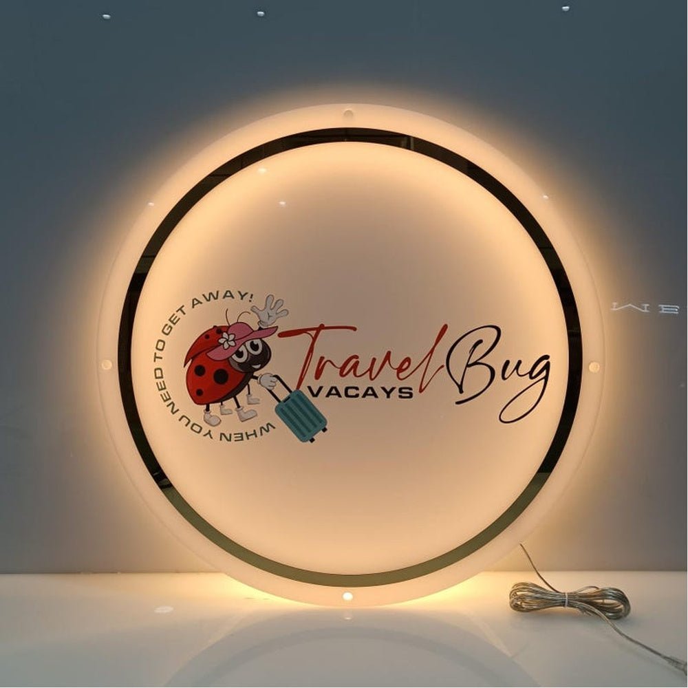 Travel Bug Vacays Acrylic Business Logo Sign - Shineneon