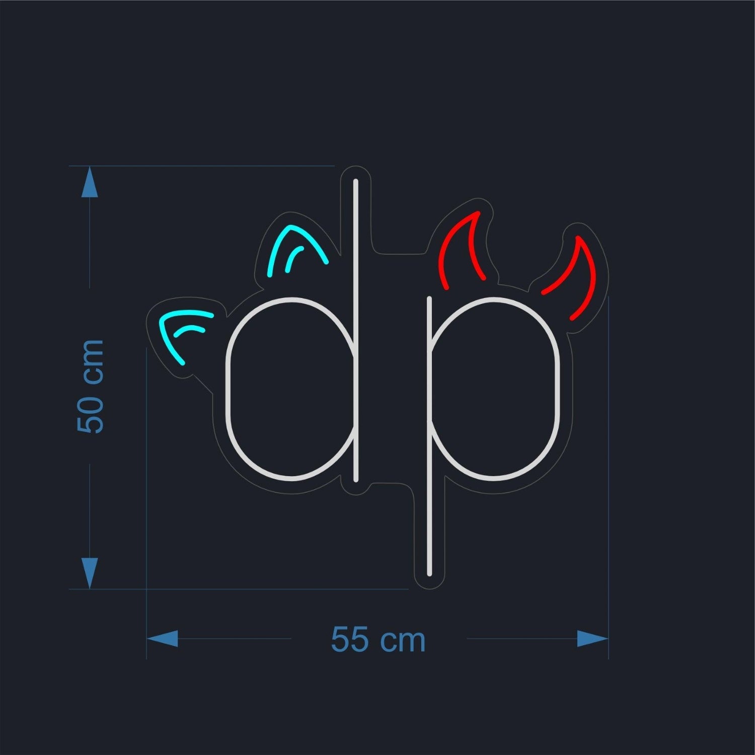 Tri-Color Dp Led Neon Sign With Cat-Ear Devil-Horn Design For Indoor Decor | Shineneon