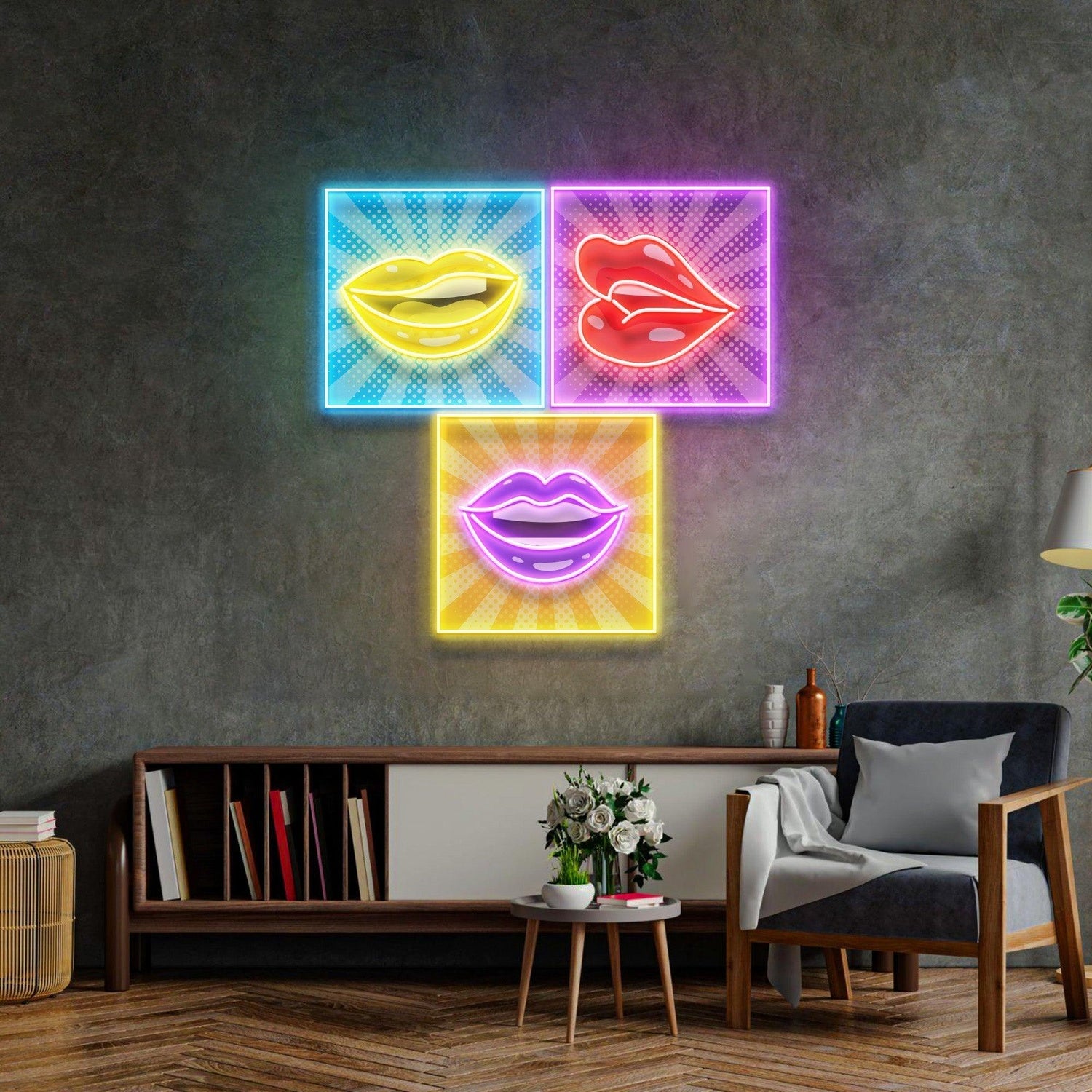 Tri-Color Lip Frame Uv Printed Led Neon Sign For Bedroom Wall Decor | Shineneon