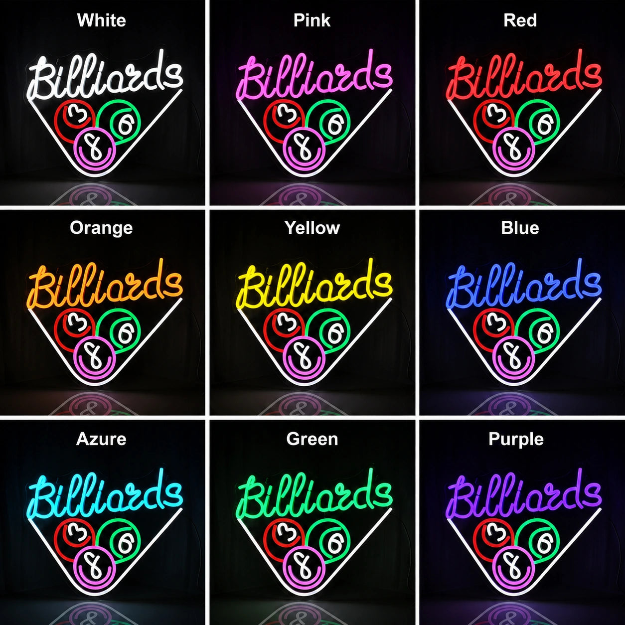Triangle Billiards Rack Neon Sign LED Neon Sign color grid