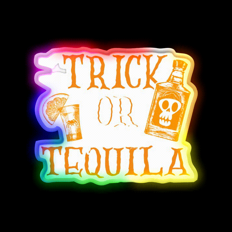 Trick Or Tequila Halloween Party Party Drink Tequila Led Neon Sign Rgb Color - LED neon sign close-up detail