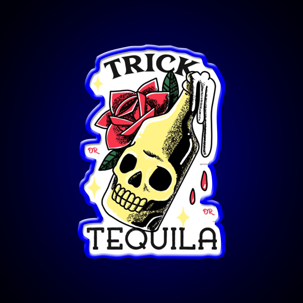 Trick Or Tequila Party Drink Tequila Led Neon Sign Bar Wall Art Rgb Color - Shineneon