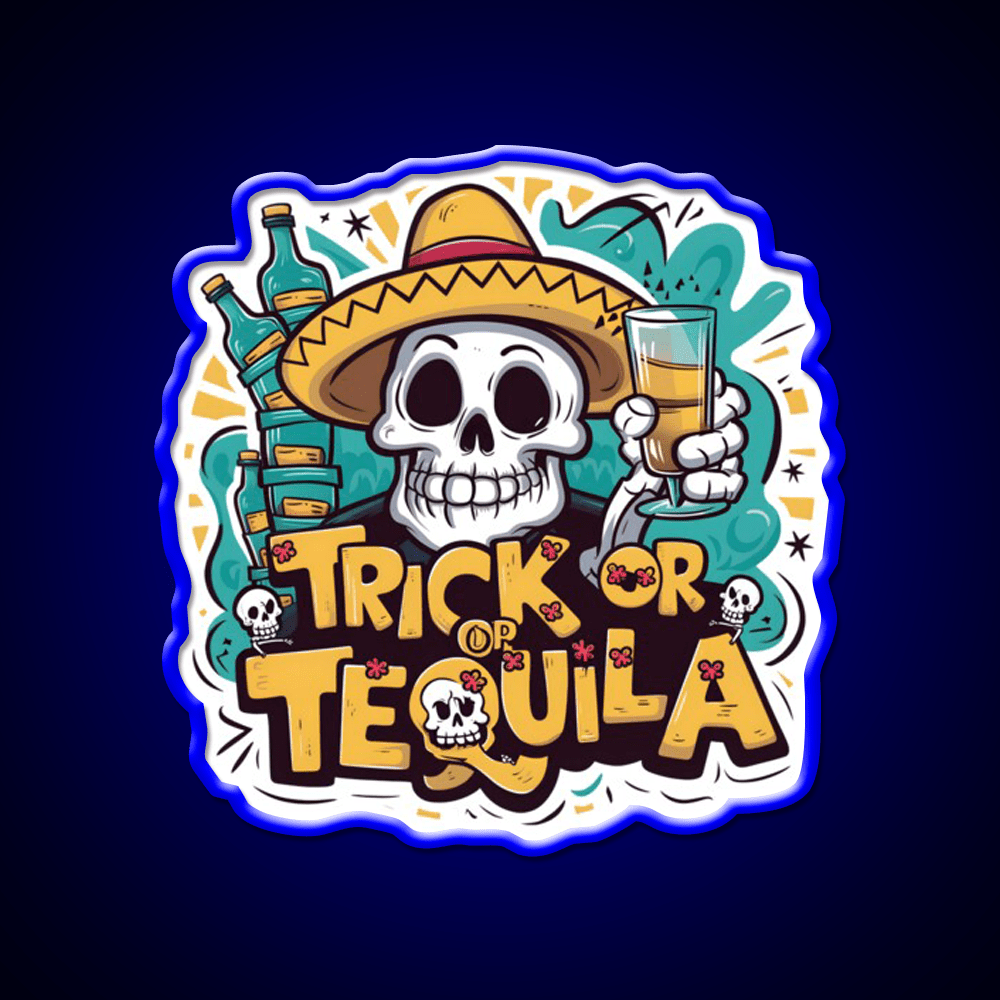 Trick Or Tequila Party Drink Tequila Led Neon Sign Bar Wall Light Rgb Color - Shineneon