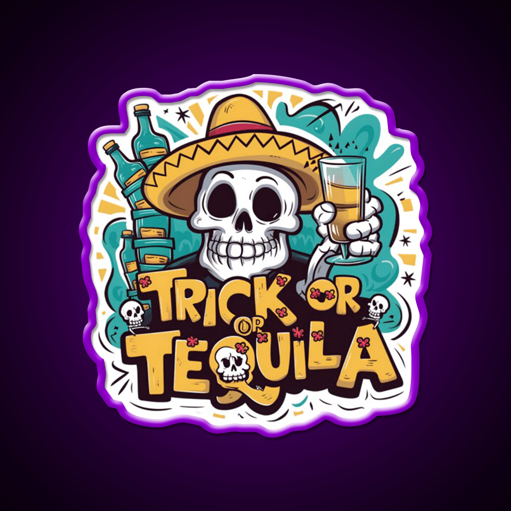 Trick Or Tequila Party Drink Tequila Led Neon Sign Bar Wall Light Rgb Color - Shineneon